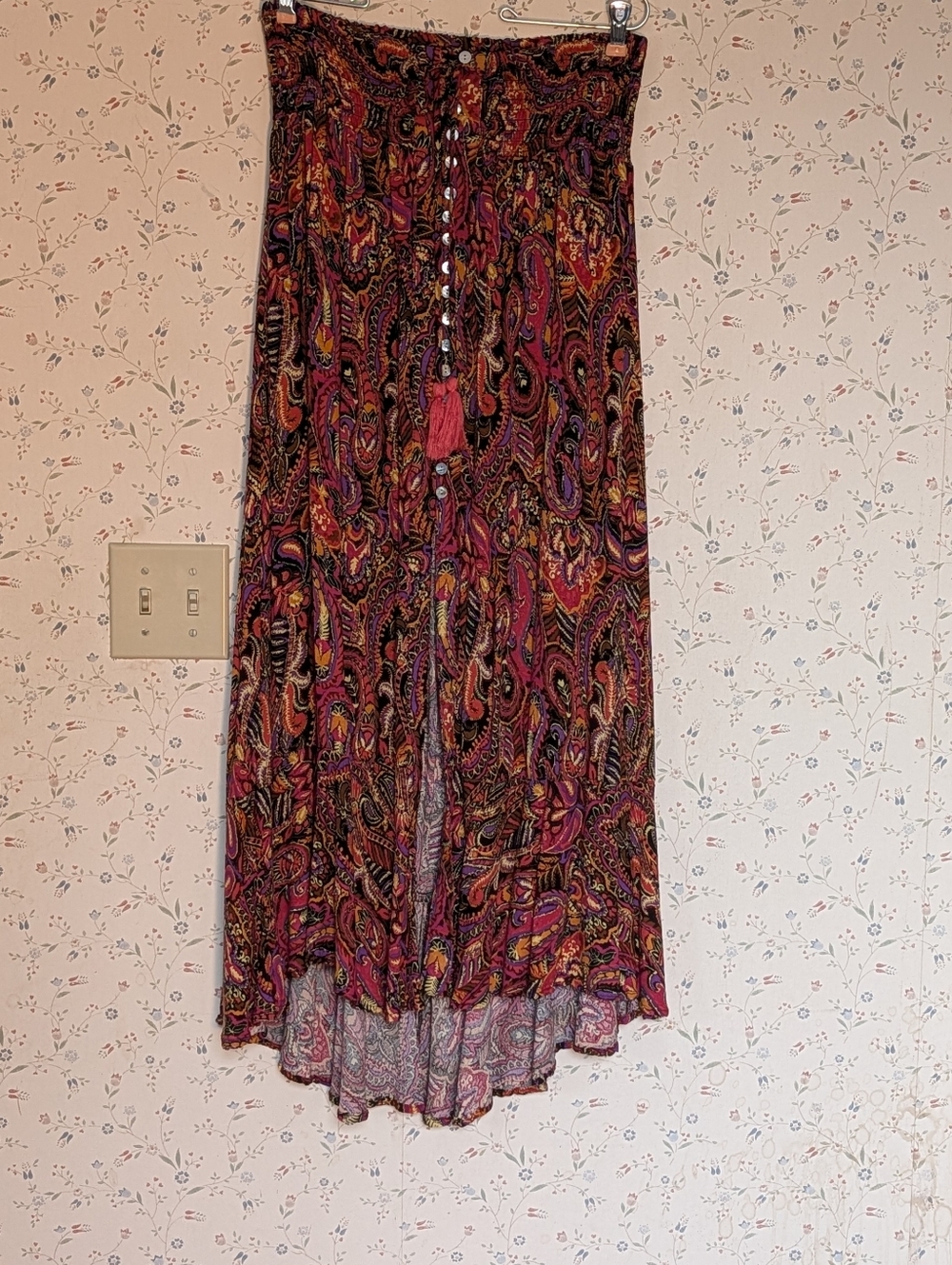 ♥️ Cynthia Rowley M Skirt Bohemian Paisley Maxi Boho Granola Festival colors - Picture 4 of 12